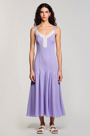 Violet A Ligne Spaghetti Bretelles Robe